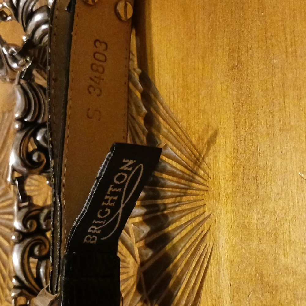 Vtg Brighton Y2k  1996 Black Leather & Silver  Concho Link Belt size Small - Picture 6 of 8